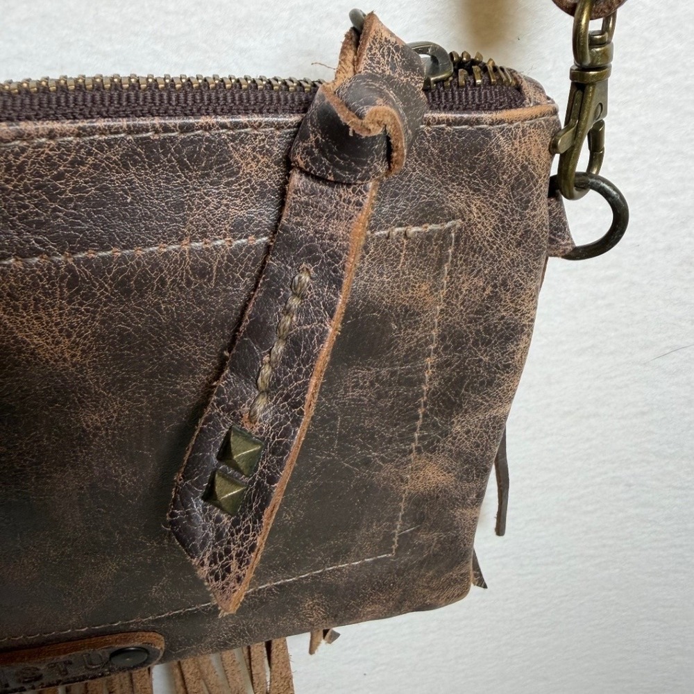BED|STU Silverrock Crossbody Bag Distressed Brown Genuine Leather Fringe EUC - Picture 10 of 13